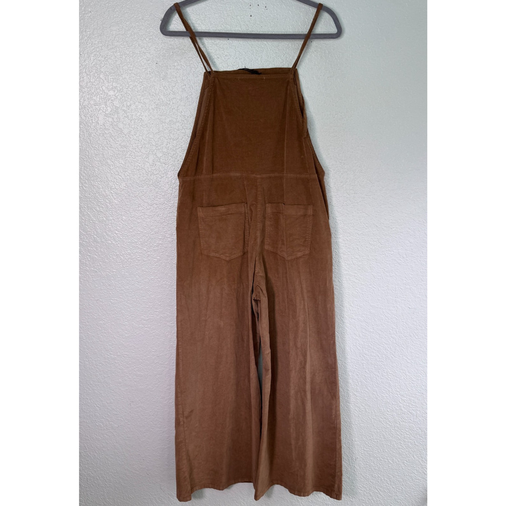 Anthropologie Self Contrast Corduroy Overalls Women XS Wide Leg Festival Cotton - Picture 2 of 11
